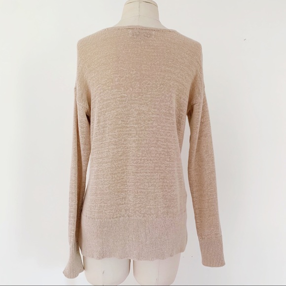 LOFT Beige Lace Up Sweater XS - Picture 7 of 7